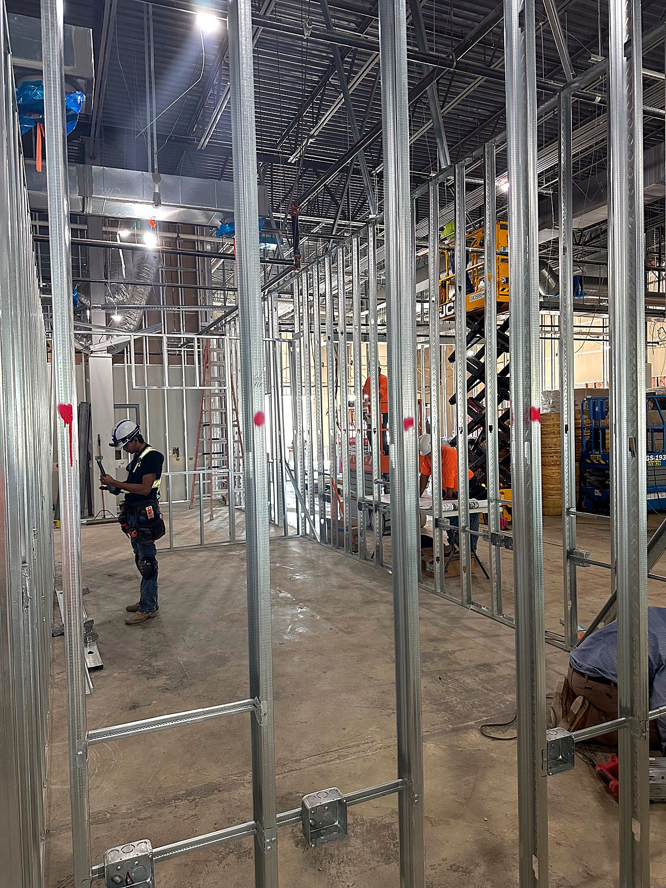 Interior metal stud framing